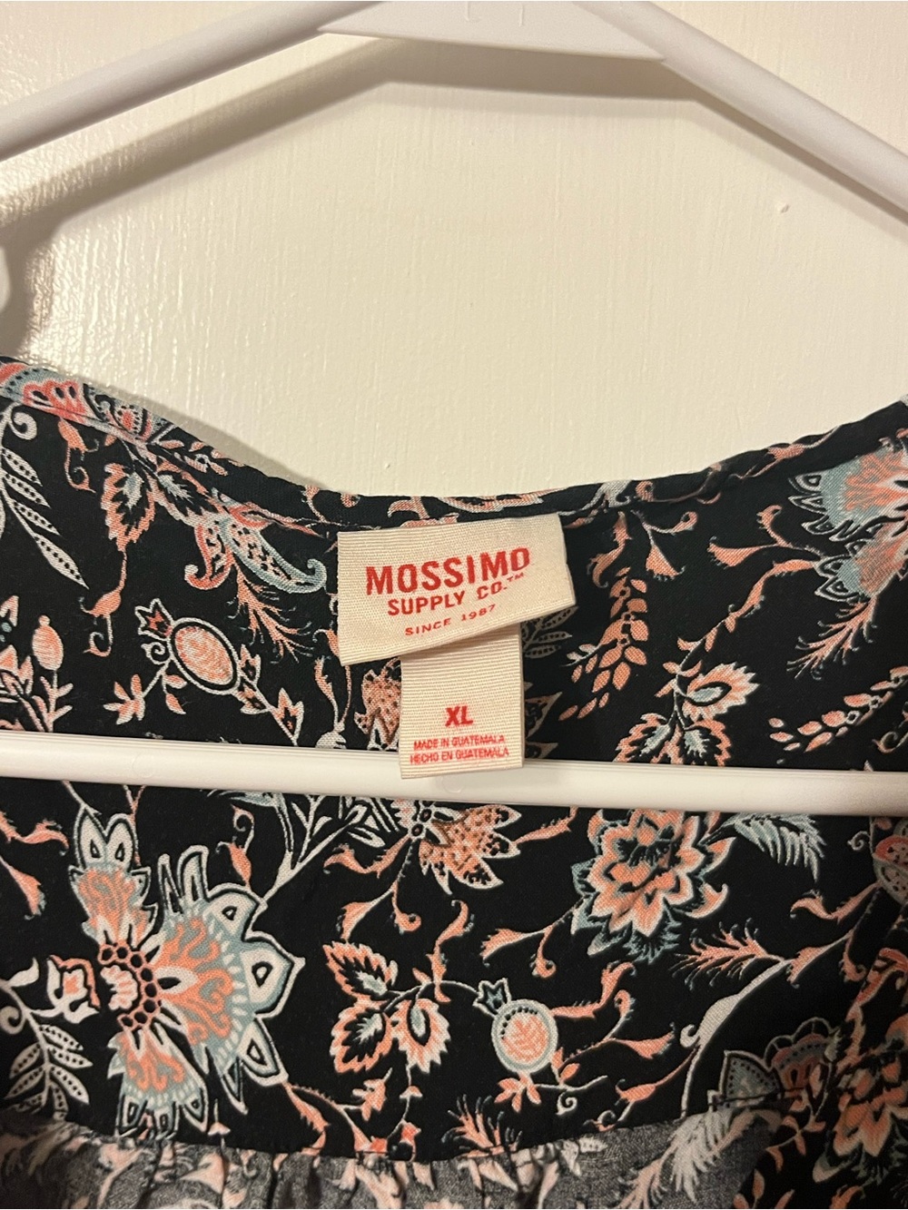 Mossimo Supply Co. Black Floral Long-Sleeve Romper with Pink and Green Accents - Picture 2 of 3